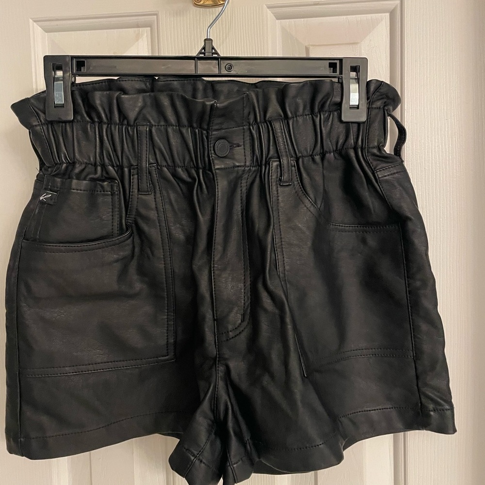 Black Leather Women Shorts